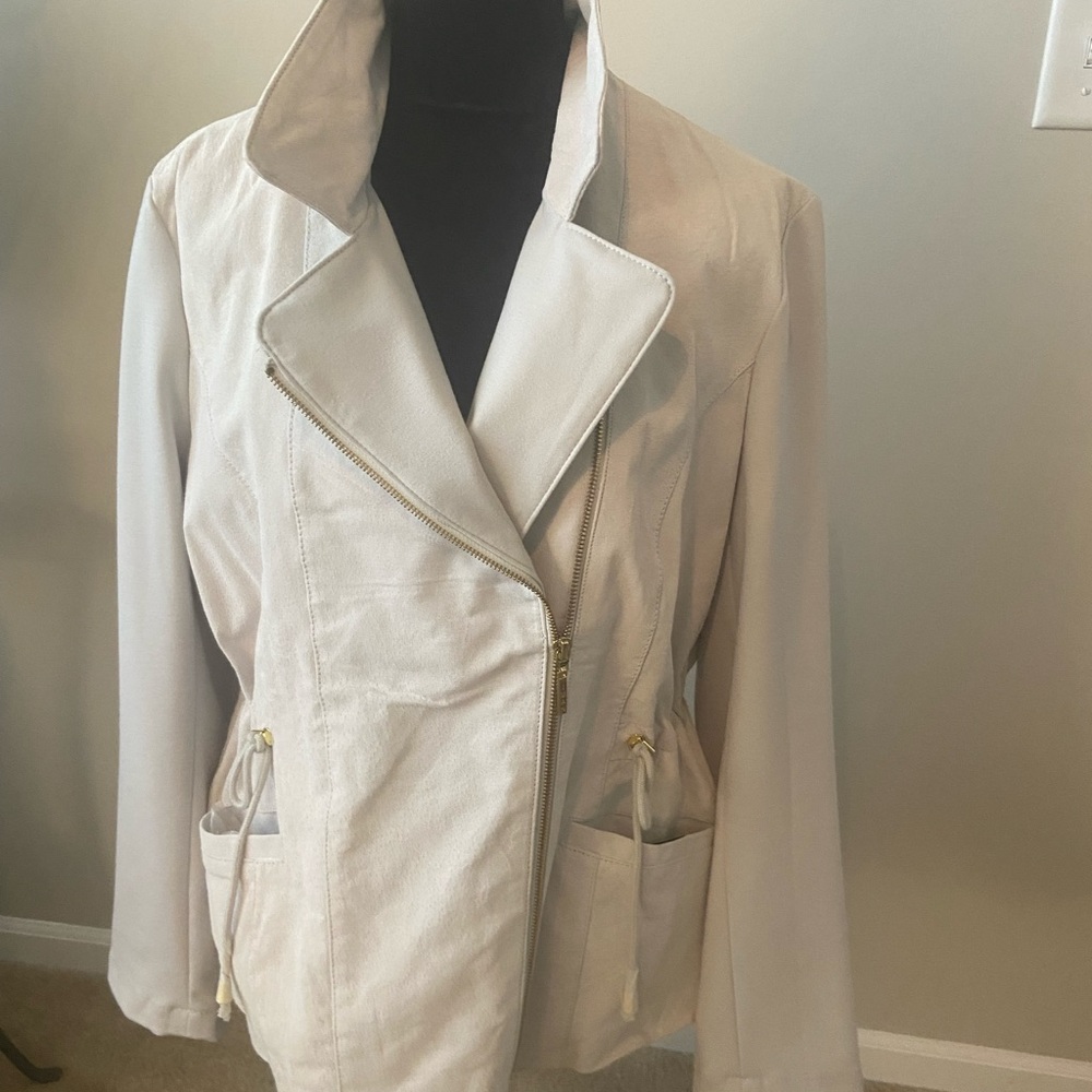 IMAN Women's Alabaster white Suede Jacket